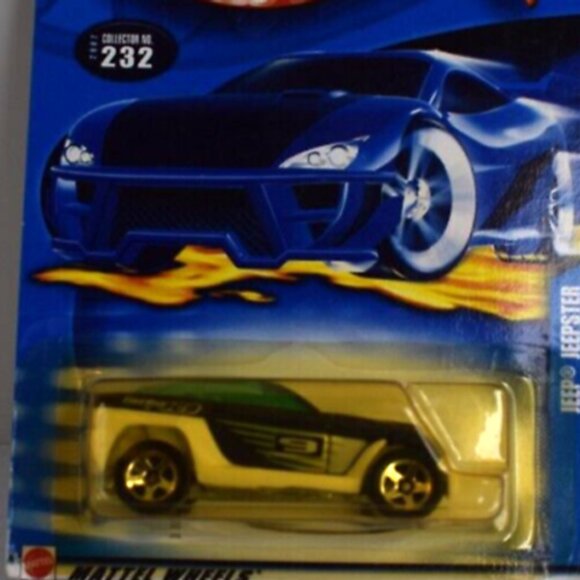 2002 Hot Wheels Jeep Jeepster #232 Black & Green 1:64 New on Card - Picture 1 of 9